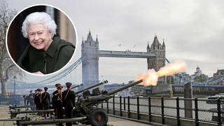Soldiers fired cannons to mark the Queen's Platinum Jubilee.