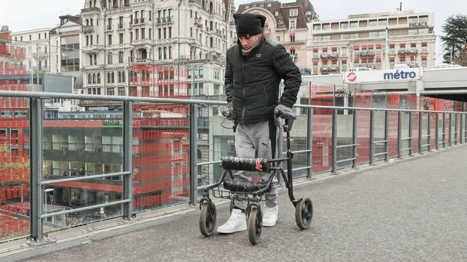 Michel Roccati using the technology to walk