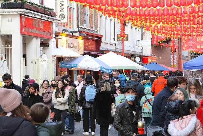 People flocked to China Town in Soho for eating, shopping and relaxing in the winter sunshine on the Sunday before Chinese New Year