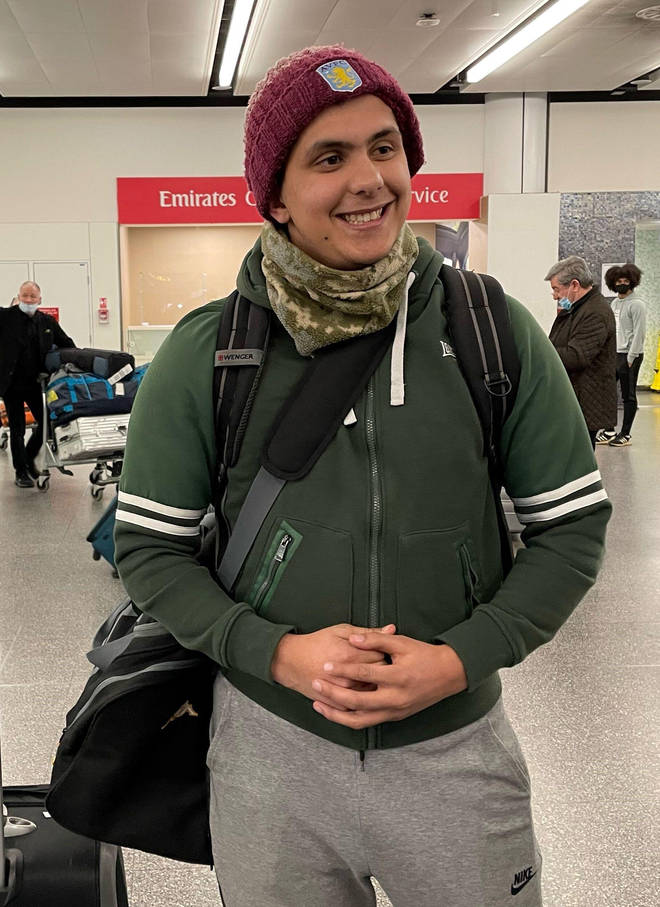 Haider Ali, 21, from Birmingham, arrives at Gatwick from Ukraine