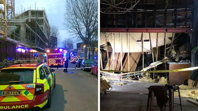 Emergency services have rushed to a bar in London after "part of a building collapsed"