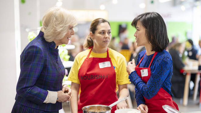 The Duchess of Cornwall during her visit to the UKHarvest charity's West London 'Nourish Hub' last Thursday