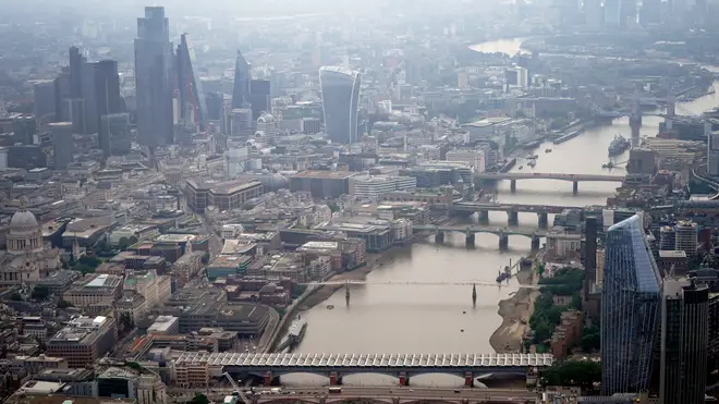 Aerial views of the London skyline