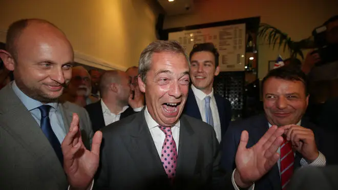 Nigel Farage at a Leave.EU referendum party.