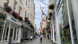 The high street in St Peter Port, Guernsey’s capital