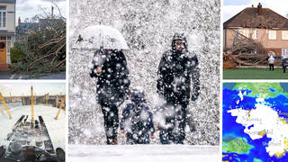 Parts of the UK including Yorkshire (centre) have seen heavy snow, while the UK grapples with the clear-up from Storm Eunice