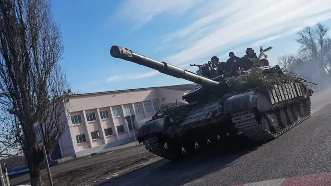 Ukrainian tanks move following Russia's military operation
