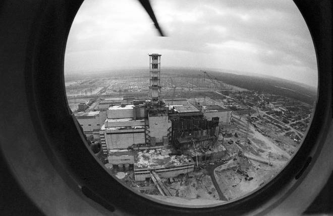 The remains of the Chernobyl plant after the explosion in 1986