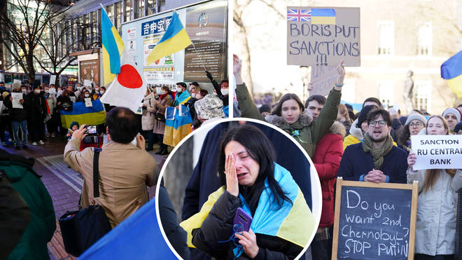 Protests have taken place across the globe as Putin invades Ukraine