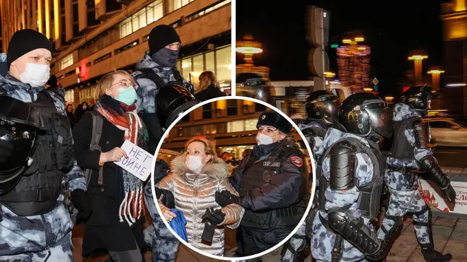 Anti-war protesters were being arrested in large numbers in cities in Russia
