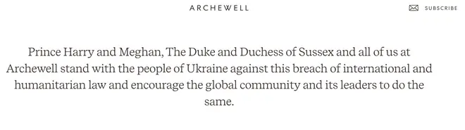 The statement appeared on Harry and Megan's Archewell website