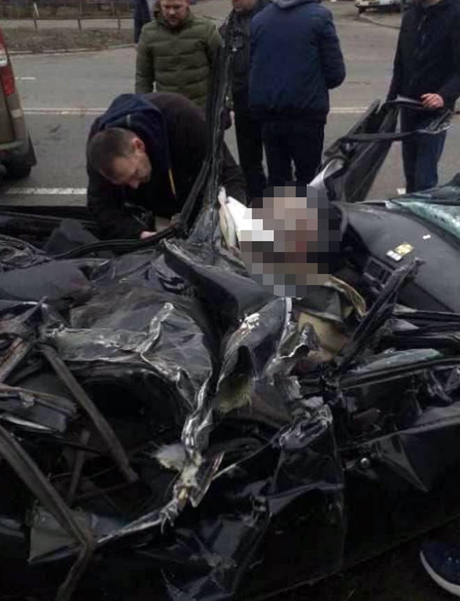 Pictures shared by a Belarusian official showed the dazed victim trapped in the car alive