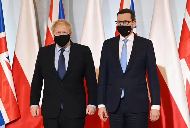 Boris Johnson and Polish Prime Minister Mateusz Morawiecki