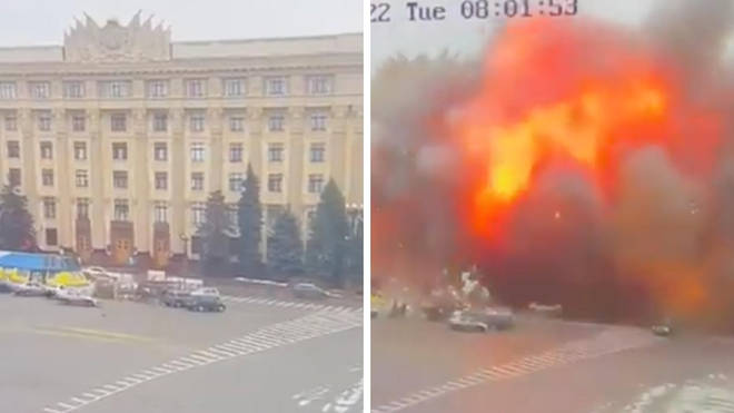 A major blast rocked the centre of Kharkiv in the early hours today