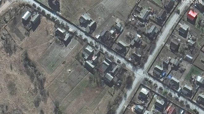 Maxar satellite imagery of Russian airborne forces in Zdvyzhivka, Ukraine.