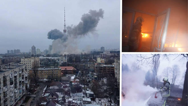 The Kyiv TV Tower was attacked by the Russians.