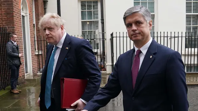 Boris Johnson and Ukraine ambassador Vadym Prystaiko.