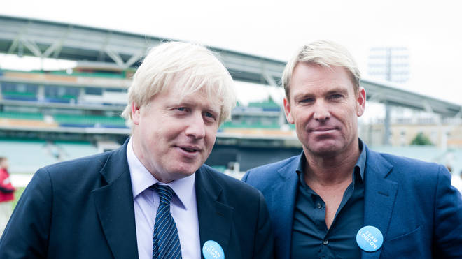Boris Johnson met the international cricket legend Shane Warne at The Oval Cricket Ground in 2013