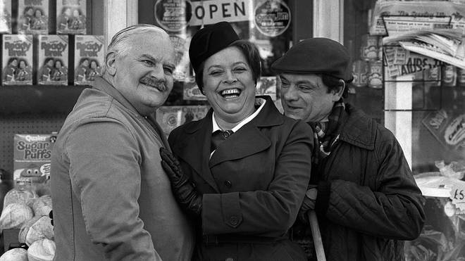 Baron with Ronnie Barker and David Jason during a break in filming Open All Hours