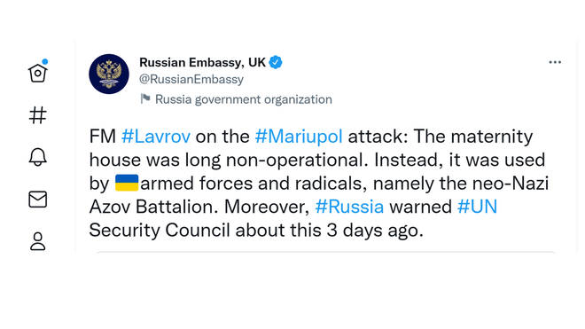 Twitter has since deleted several tweets from the UK Russian Embassy