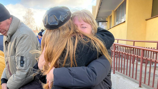 A mother and daughter said goodbye possibly for the last time as the mum heads back to Ukraine.