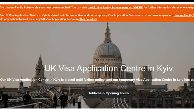 Our UK Visa Application Centre in Kyiv is closed until further notice