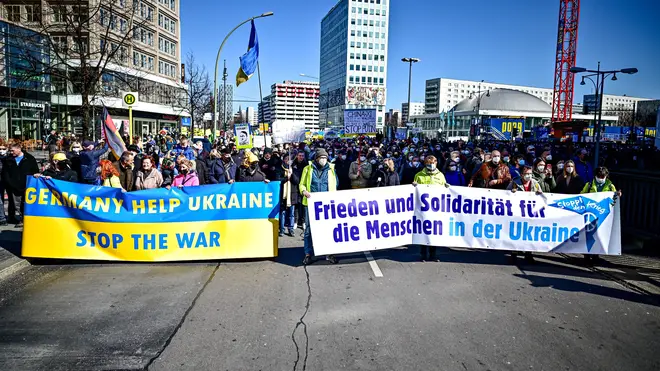 People demonstrate against the war in Ukraine in Berlin