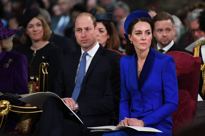 The Duke and Duchess of Cambridge during the Commonwealth Service at Westminster Abbey in London on Commonwealth Day