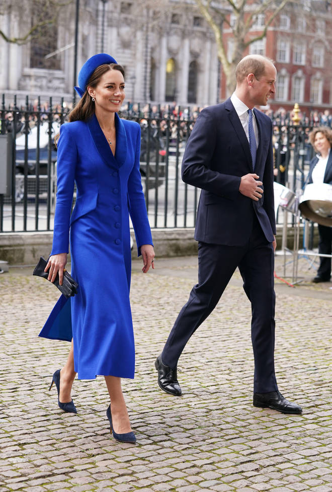 The Duke and Duchess of Cambridge arriving at the Commonwealth Service at Westminster Abbey in London on Commonwealth Day.
