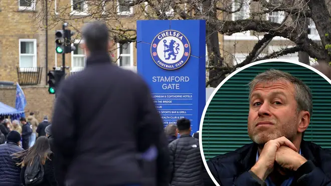 Chelsea want their FA quarter-final played behind closed doors. Inset: Roman Abramovich
