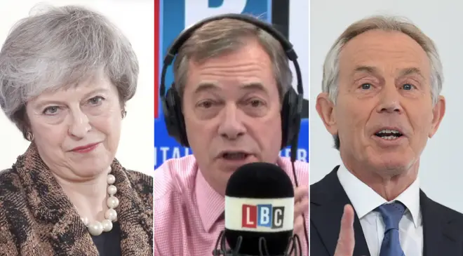 Nigel Farage supports Theresa May's criticism of Tony Blair, who has called for a second Brexit referendum