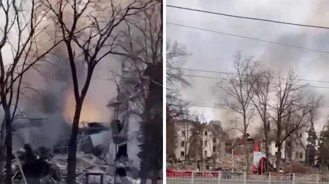Russian bombs have hit a theatre where 1,200 civilians were taking shelter