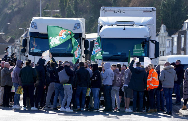 Former P&O staff and RMT members blocked the road leading to the Port of Dover in protest