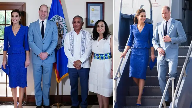 The Duke and Duchess of Cambridge meeting the Prime Minister of Belize Johnny Briceno and wife Rossana, at the Laing Building, Belize City, as they begin their tour of the Caribbean on behalf of the Queen to mark her Platinum Jubilee.