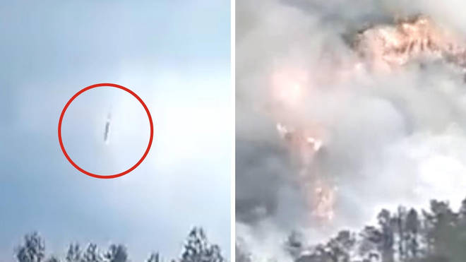 Footage appears to show the moment the plane nosedives and crashes