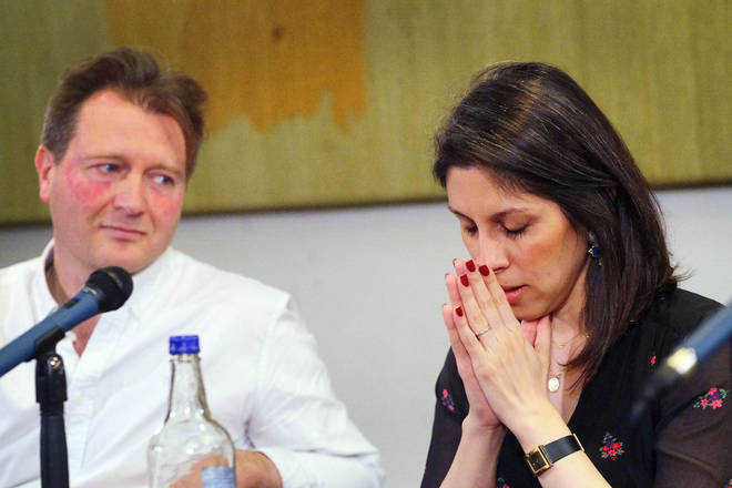Richard Ratcliffe and Nazanin at yesterday's press conference
