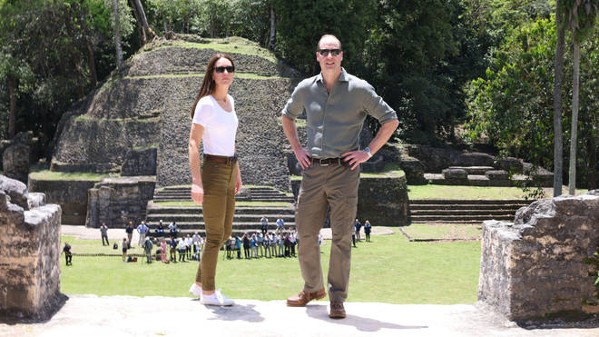 The Duke and Duchess of Cambridge at Caracol, an ancient Mayan archaeological site deep in the jungle in the Chiquibul Forest