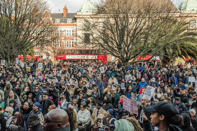 Hundreds of Londoners gather at Hackney Town Hall for a solidarity rally supporting Child Q