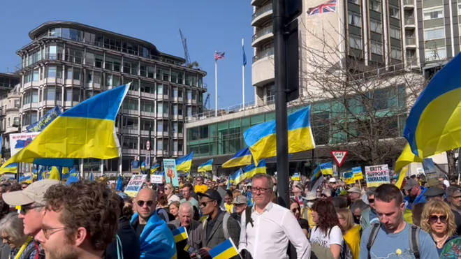 Thousands gathered for the 'London Stands with Ukraine' march
