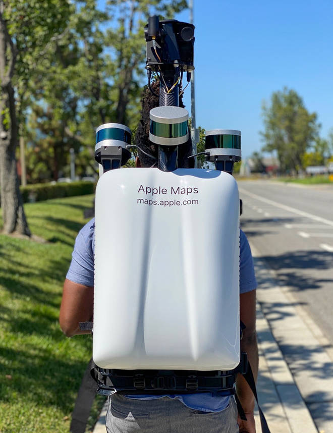 A specially designed Apple Maps backpack