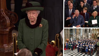 The Queen and Charles were pictured in emotional scenes at Philip's memorial service