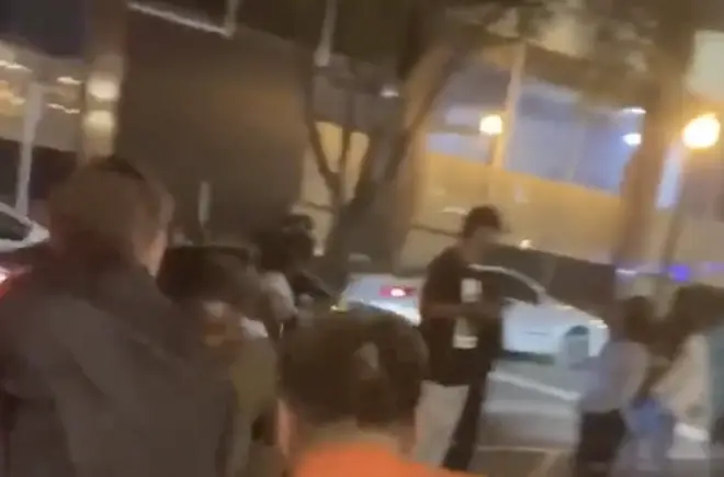 Footage circulated online shows a crowd fleeing as gunshots ring out in Sacramento