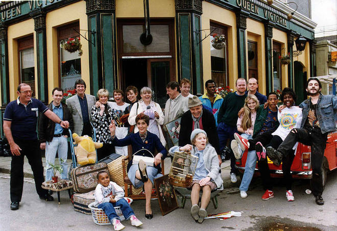 June Brown pictured with the EastEnders cast in 1991