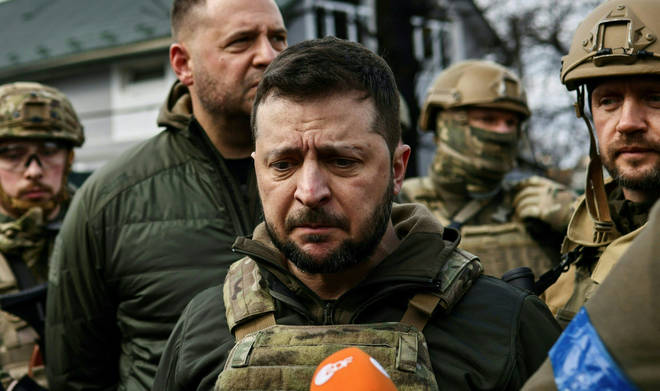 Zelenskyy was visibly emotional on his visit to Bucha.