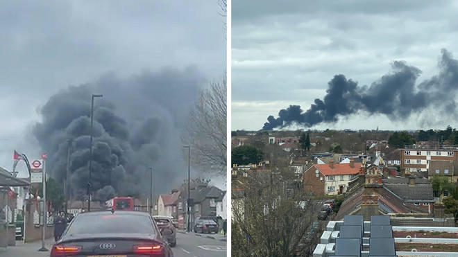 Smoke seen for miles away fire in Southall