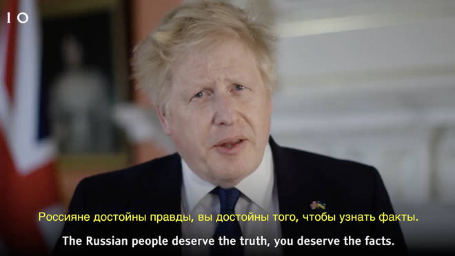 Boris Johnson has addressed Russian people in a video message.