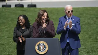 Judge Ketanji Brown Jackson, US Vice President Kamala Harris and President Joe Biden.