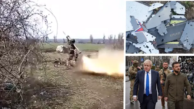 Ukrainian soldiers cheered after they used a British-made missile to shoot down a Russian drone
