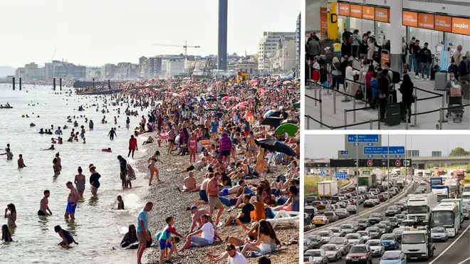 Travellers face petrol shortages, congestion and huge queues at airports across the country as the UK is set to bask in a mini-heatwave.