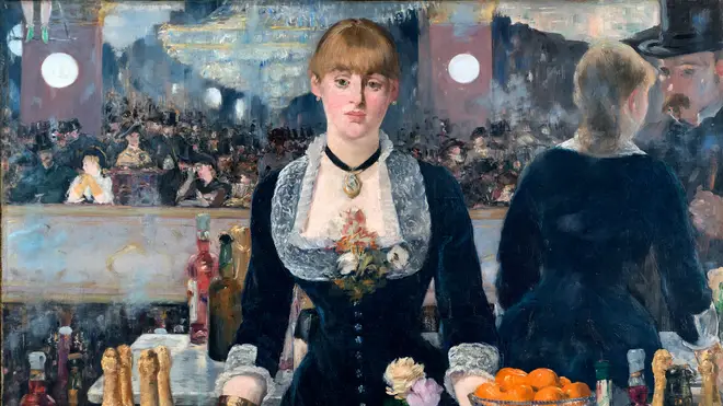 Édouard Manet's A Bar at the Folies-Bergère (pictured) has been slapped with a "woke warning" over the "unsettling" presence of a man in the background